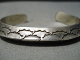 Thick Heavy Vintage Native American Navajo Sterling Silver Triangular Shank Bracelet Old Cuff-Nativo Arts
