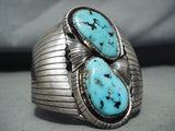 Incredible Vintage Native American Navajo Morenci Turquoise Sterling Silver Bracelet Signed-Nativo Arts