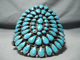 Biggest Best Vintage Native American Navajo Carico Lake Turquoise Sterling Silver Bracelet-Nativo Arts
