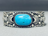 Victor Begay Vintage Native American Navajo Blue Gem Turquoise Sterling Silver Bracelet-Nativo Arts