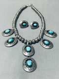 Willy Carviso Vintage Native American Navajo Turquoise Sterling Silver Necklace Old-Nativo Arts