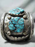 Huge Authentic Vintage Native American Navajo Turquoise Sterling Silver Bracelet-Nativo Arts