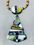 Native American Chris Nieto Vintage Santo Domingo Turquoise Sterling Silver Necklace-Nativo Arts