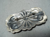 Attractive Vintage Navajo Sterling Silver Concho Pin Native American-Nativo Arts