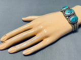 Thicker Vintage Native American Navajo Turquoise Sterling Silver Roped Bracelet-Nativo Arts
