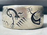 Awesome Vintage Native American Navajo Sterling Silver Kokopelli Overlay Large Bracelet-Nativo Arts