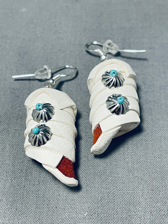 Incredibly Cute Vintage Native American Navajo Sterling Silver Moccasin Earrings-Nativo Arts