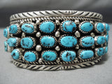 Huge Heavy Thick Vintage Native American Navajo Turquoise Sterling Silver Bracelet Old-Nativo Arts