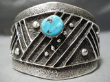 Ornamental Native American Navajo Sleeping Beauty Turquoise Sterling Silver Bracelet-Nativo Arts