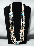Native American Amazing Vintage Navajo Turquoise Sterling Silver Heishi Necklace-Nativo Arts