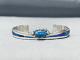 One Of The Most Unique Vintage Native American Navajo Opal Inlay Sterling Silver Bracelet-Nativo Arts