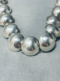 Extremely Rare Half Bead Signed Vintage Native American Navajo Sterling Silver Necklace-Nativo Arts