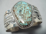 Rob Yellowhorse Vintage Native American Navajo Green Turquoise Sterling Silver Bracelet-Nativo Arts