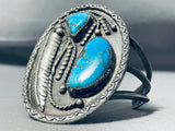 Very Rare Vintage Native American Navajo Blue Diamond Turquoise Sterling Silver Bracelet-Nativo Arts