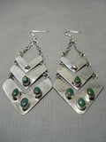 Impressive Vintage Native American Navajo Royston Turquoise Sterling Silver Earrings-Nativo Arts