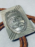 Native American One Of The Most Detailed Vintage Navajo Sterling Silver Bolo Tie-Nativo Arts