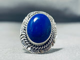 Stunning Native American Navajo Lapis Sterling Silver Ring-Nativo Arts