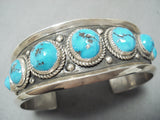 Signed Vintage Native American Navajo Morenci Turquoise Sterling Silver Bracelet-Nativo Arts