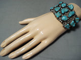 Nora Nelson Vintage Native American Navajo Blue Gem Turquoise Sterling Silver Bracelet-Nativo Arts