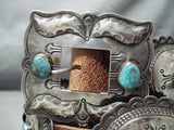 Old Heavy Vintage Native American Navajo Turquoise Sterling Silver Concho Belt Old-Nativo Arts