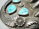 Huge Heavy Vintage Native American Navajo Turquoise Sterling Silver Buckle Old-Nativo Arts