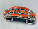 One Of The Most Unique Vintage Native American Navajo Coral Sterling Silver Swirl Bracelet-Nativo Arts