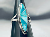 Linda Marble Amazing Vintage Native American Navajo Turquoise Sterling Silver Ring-Nativo Arts