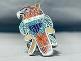The Most Detailed Hand Carved Native American Turquoise Sterling Silver Parrot-Nativo Arts