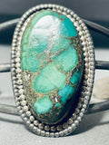 Native American Large Rare Spiderweb Green Turquoise Sterling Silver Vintage Bracelet-Nativo Arts