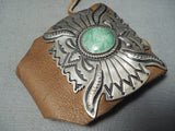 Awesome Vintage Native American Navajo Green Spiderweb Turquoise Sterling Silver Bowguard-Nativo Arts