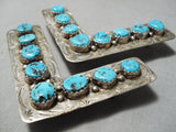 Rare Vintage Native American Navajo Turquoise Sterling Silver Collar Protectors-Nativo Arts
