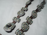 Master Darryl Becenti Vintage Native American Navajo Green Turquoise Sterling Silver Concho Belt-Nativo Arts
