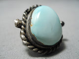 Rare Vintage Native American Navajo Candelaria Turquoise Sterling Silver Ring-Nativo Arts