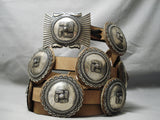 Very Rare Vintage Native American Navajo Whirling Logs Sterling Silver Concho Belt Old-Nativo Arts