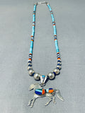 Quality Hand Tooled Vintage Native American Navajo Turquoise Sterling Silver Horse Necklace-Nativo Arts