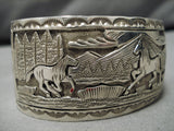 June Delgarito Vintage Native American Navajo Horses Sterling Silver Detailed Bracelet-Nativo Arts