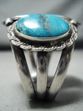 Museum Vintage Native American Navajo Blue Diamond Turquoise Sterling Silver Bracelet-Nativo Arts