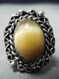 Vivid Vintage Navajo Tigers Eye Sterling Silver Ring Native American Old-Nativo Arts