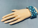 One Of The Best Native American Navajo Squared Spiderweb Turquoise Sterling Silver Bracelet-Nativo Arts
