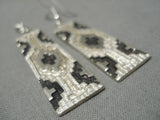 Important Native American Navajo Rug Design Sterling Silver Dan Jackosn Earrings-Nativo Arts