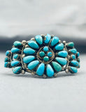 Dazzling Vintage Native American Navajo Blue Gem Turquoise Cluster Sterling Silver Bracelet-Nativo Arts