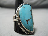 Impressive Vintage Native American Navajo Blue Diamond Turquoise Sterling Silver Ring-Nativo Arts
