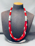 Vibrant Native American Navajo Coral Sterling Silver Necklace Signed Rose Singer-Nativo Arts