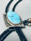 Marvelous Vintage Native American Navajo Morenci Turquoise Sterling Silver Bolo-Nativo Arts