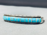 Striking Vintage Native American Zuni Blue Gem Turquoise Sterling Silver Bracelet-Nativo Arts