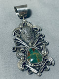 Fantastic Native American Navajo Royston Turquoise Sterling Silver Pendant-Nativo Arts