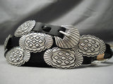 Detailed!! Vintage Native American Navajo Hand Tooled Sterling Silver Concho Belt-Nativo Arts