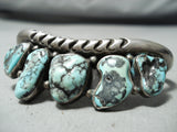 Rare Vintage Native American Navajo Pilot Mountain Turquoise Sterling Silver Bracelet Old-Nativo Arts
