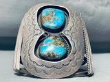 Best Vintage Native American Navajo Morenci Turquoise Sterling Silver 2 Stone Bracelet-Nativo Arts