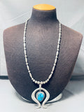 Rare Vintage Native American Navajo Turquoise Mountain Sterling Silver Necklace-Nativo Arts